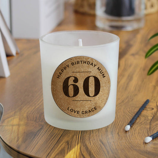 Birthday Gifts Personalised Candle Cork Label