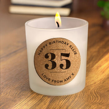 Birthday Gifts Personalised Candle Cork Label
