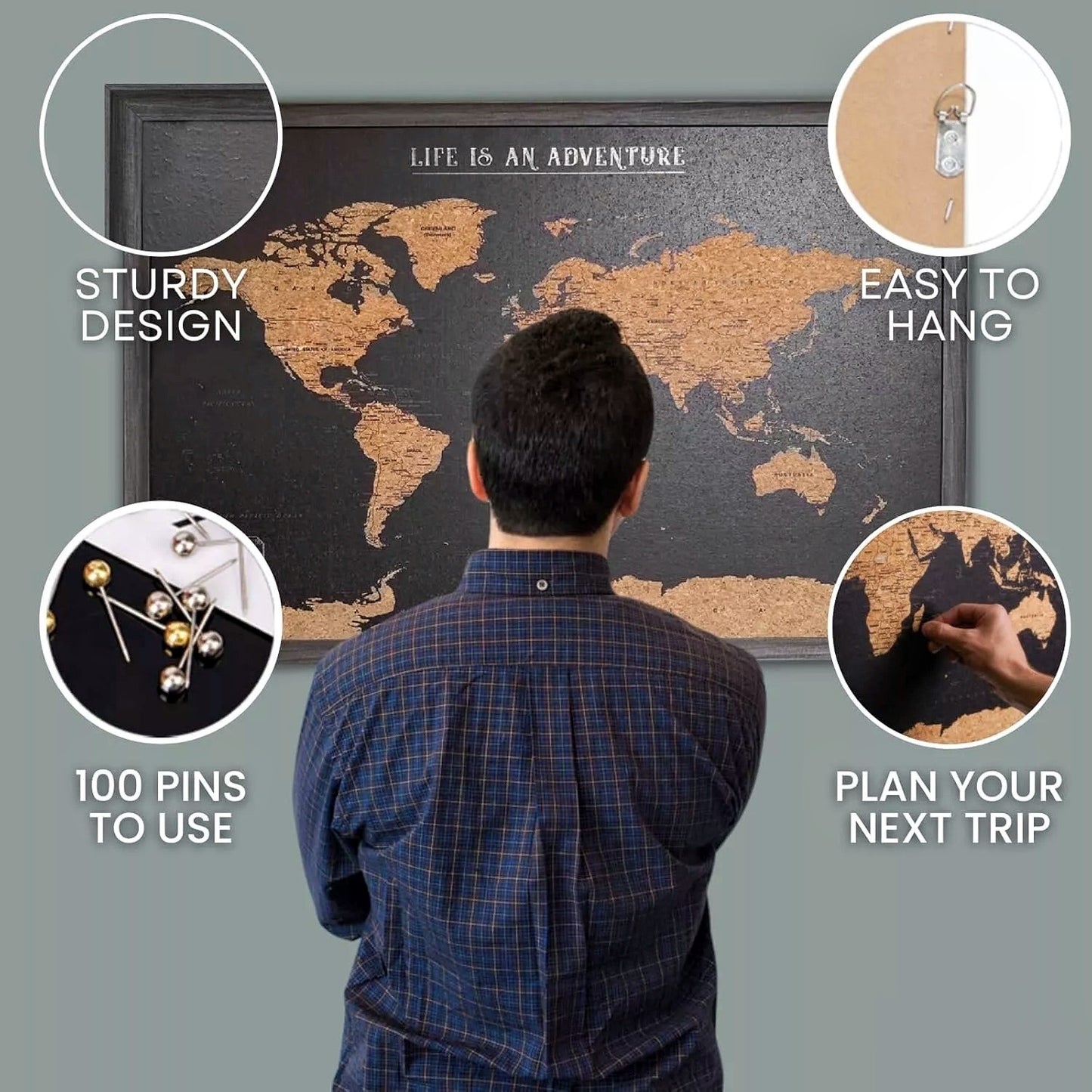 Travel Map With Push In Pins (Copy)