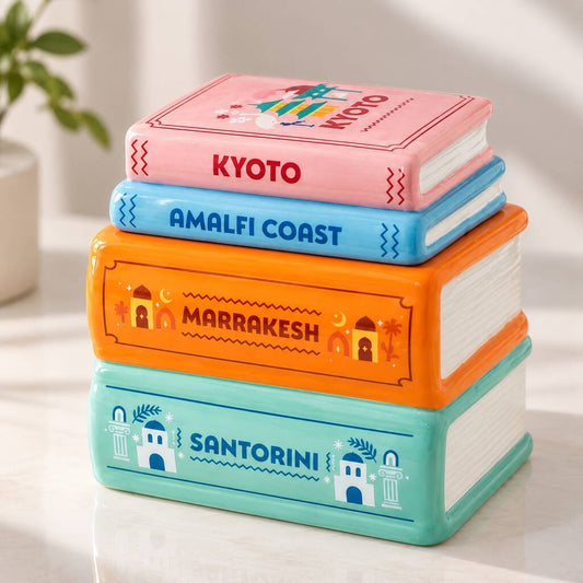 Book Lover Gift Travel Book Stack Wax Melt Burner