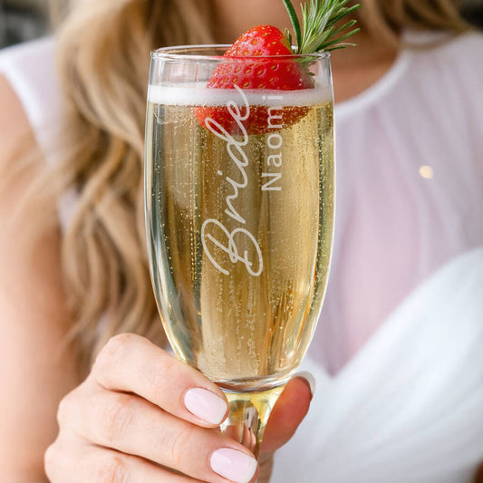 Bride Gifts Personalised Champagne Flute Glass