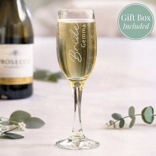 Bride Gifts Personalised Champagne Flute Glass