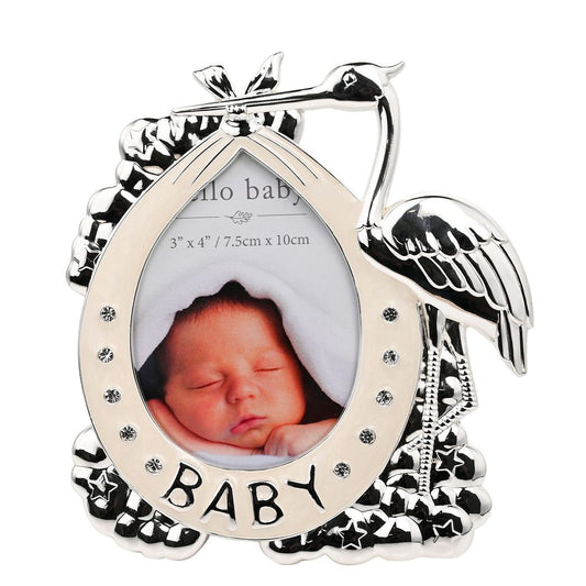 New Baby Silver Plated Photo Frame - Stork