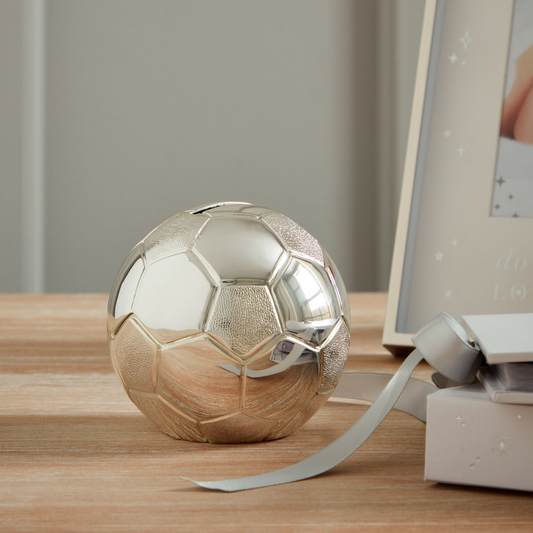 Gift For Boys - Silver Plated Football Money Box