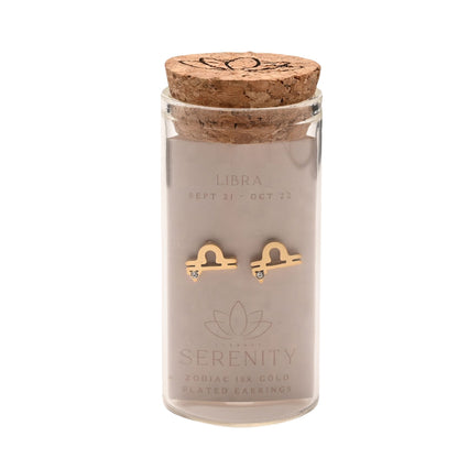 Serenity Zodiac 18k Gold Plated Earrings - Libra