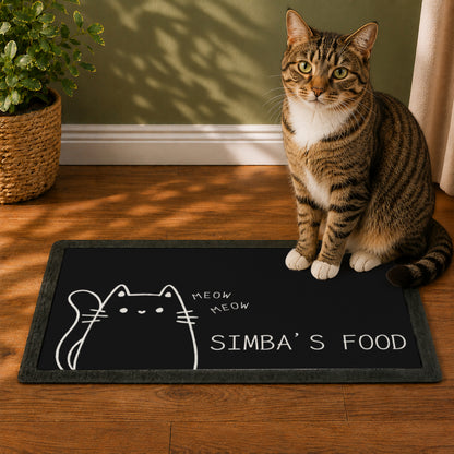Cat Gifts Personalised Cat Feeding Bowl Mat