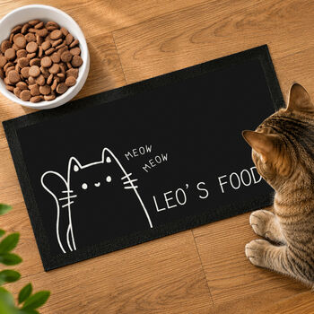Cat Gifts Personalised Cat Feeding Bowl Mat