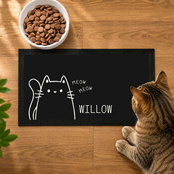 Cat Gifts Personalised Cat Feeding Bowl Mat