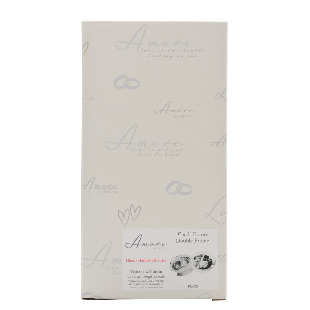 Amore Silverplated Frame with Crystal Double Rings 3" x 2"