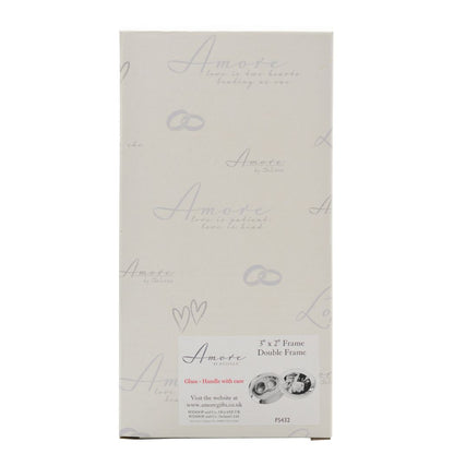 Amore Silverplated Frame with Crystal Double Rings 3" x 2"