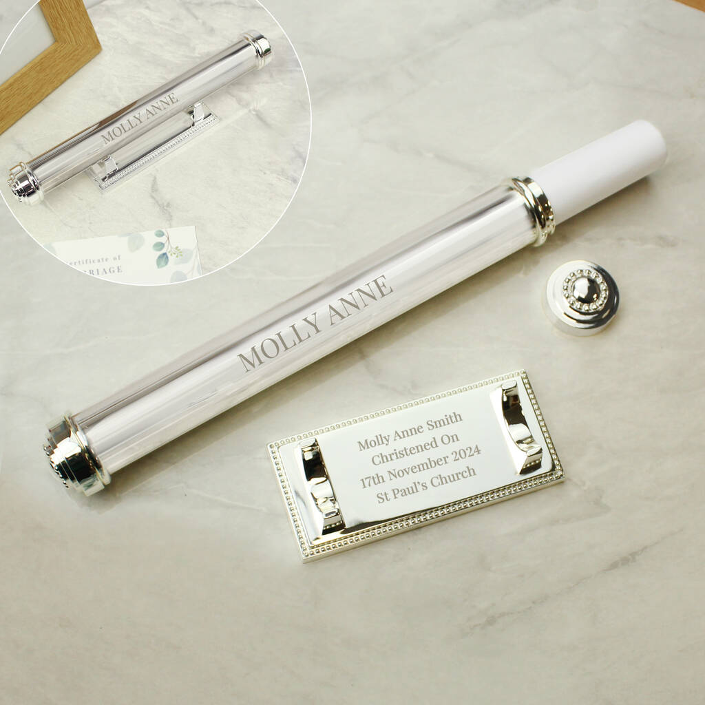 Christening Gifts Certificate Holder Silver Plated