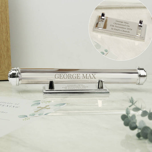 Christening Gifts Certificate Holder Silver Plated