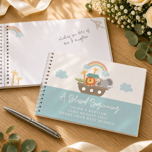 Christening Guest Book Baptism Memory Book Noahs Ark Animals