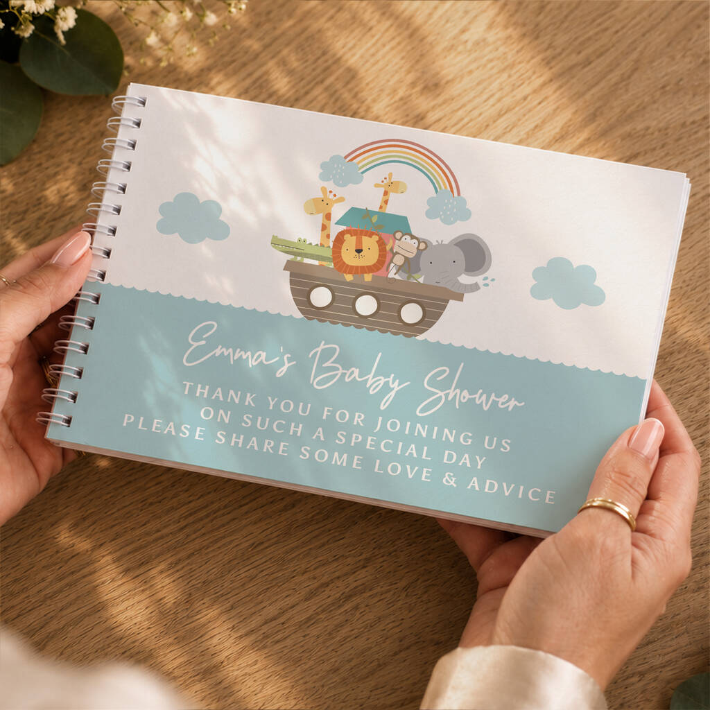Christening Guest Book Baptism Memory Book Noahs Ark Animals