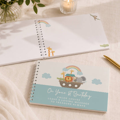 Christening Guest Book Baptism Memory Book Noahs Ark Animals