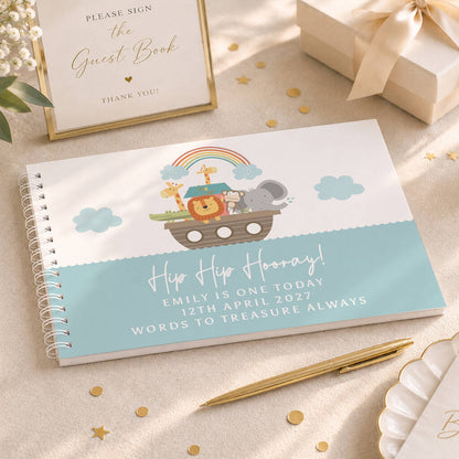 Christening Guest Book Baptism Memory Book Noahs Ark Animals