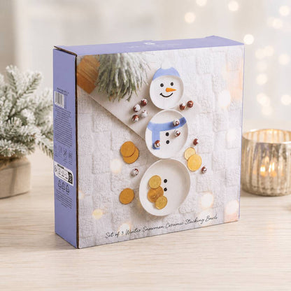 Christmas Dinner Serving Set Snowman Stacking Bowls