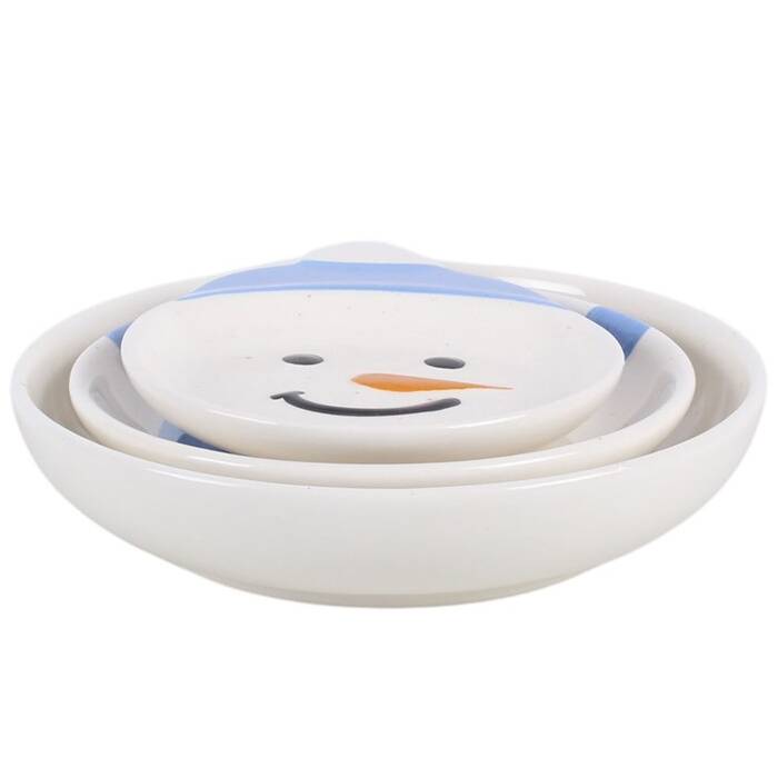 Christmas Dinner Serving Set Snowman Stacking Bowls