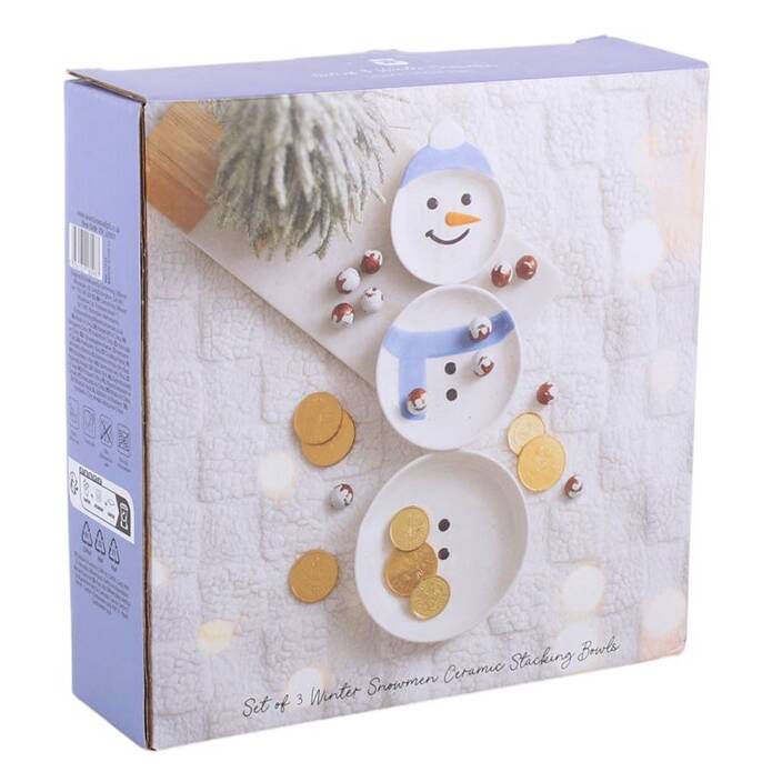 Christmas Dinner Serving Set Snowman Stacking Bowls