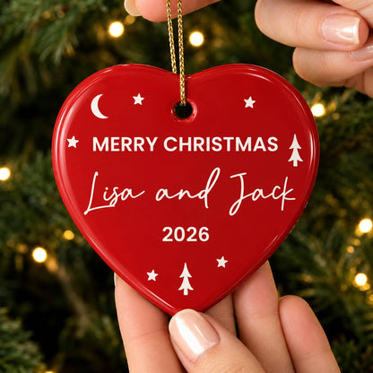Christmas Gift For Her And Him Personalised Xmas Heart Decoration