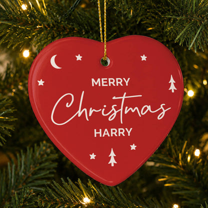 Christmas Gift For Her And Him Personalised Xmas Heart Decoration