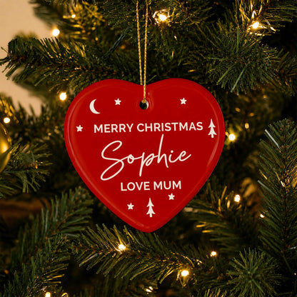Christmas Gift For Her And Him Personalised Xmas Heart Decoration