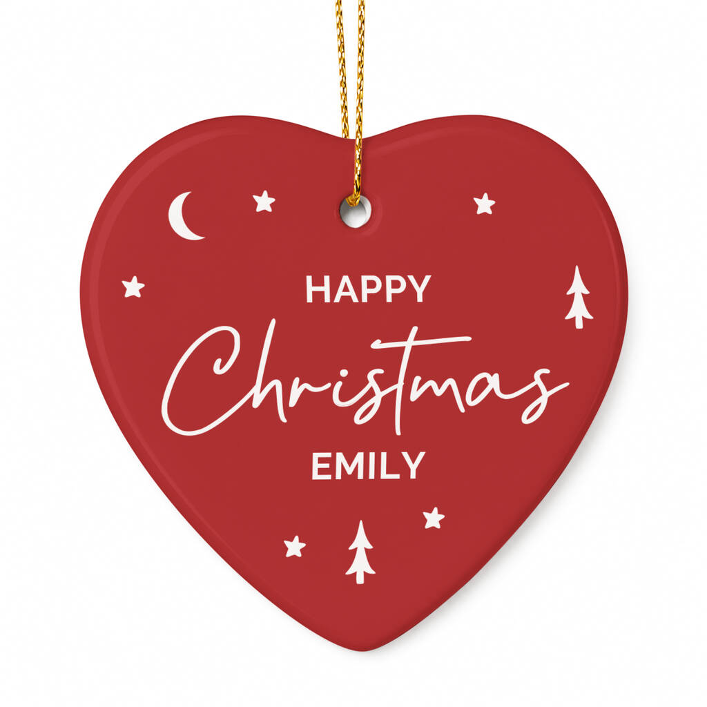 Christmas Gift For Her And Him Personalised Xmas Heart Decoration
