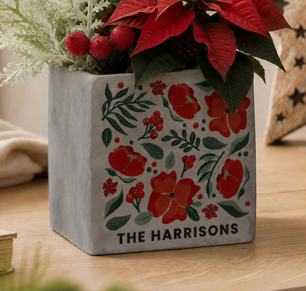 Christmas Gift For Women Personalised Poinsettia Flower Plant Pot