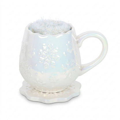 Christmas Gift Set Cosy Fluffy Socks, Snowflake Mug And Coaster