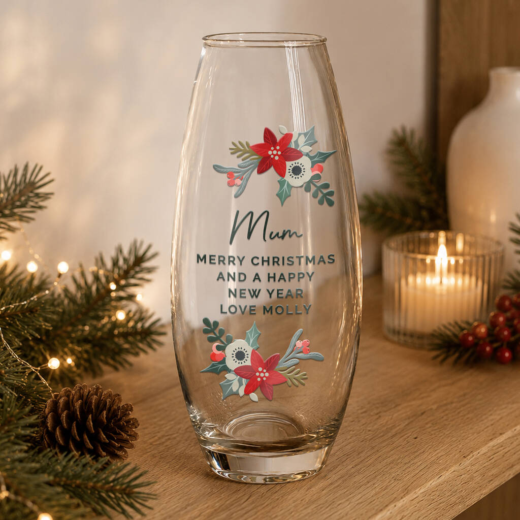 Christmas Gifts For Her Personalised Poinsettia Xmas Flower Vase