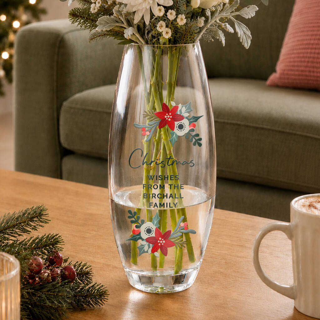 Christmas Gifts For Her Personalised Poinsettia Xmas Flower Vase