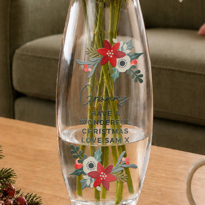 Christmas Gifts For Her Personalised Poinsettia Xmas Flower Vase