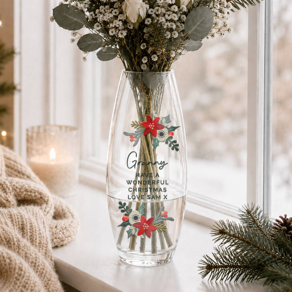 Christmas Gifts For Her Personalised Poinsettia Xmas Flower Vase