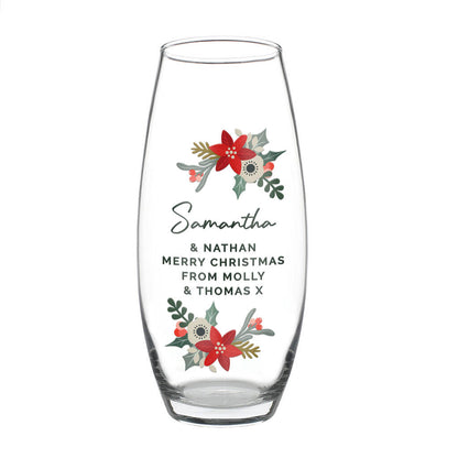 Christmas Gifts For Her Personalised Poinsettia Xmas Flower Vase