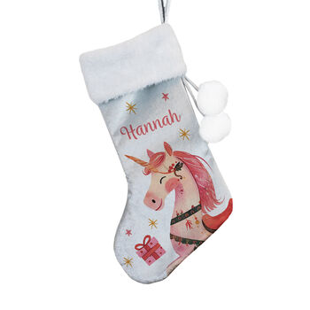 Christmas Stocking For Girls And Granddaughters Personalised Pink Unicorn
