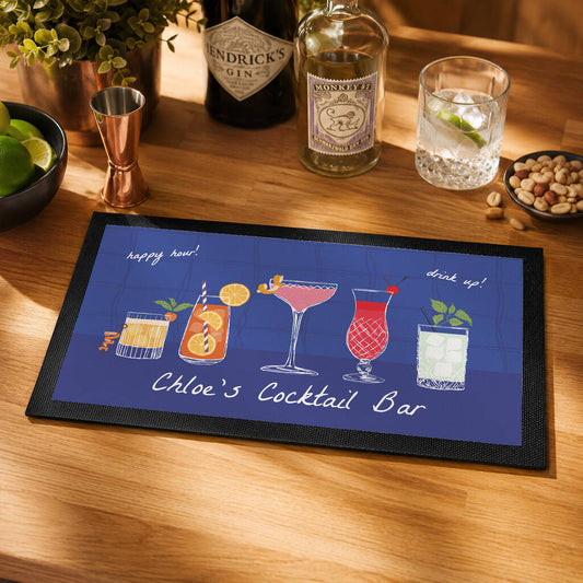 Cocktails Lover Gifts Personalised Cocktail Bar Kitchen Mat