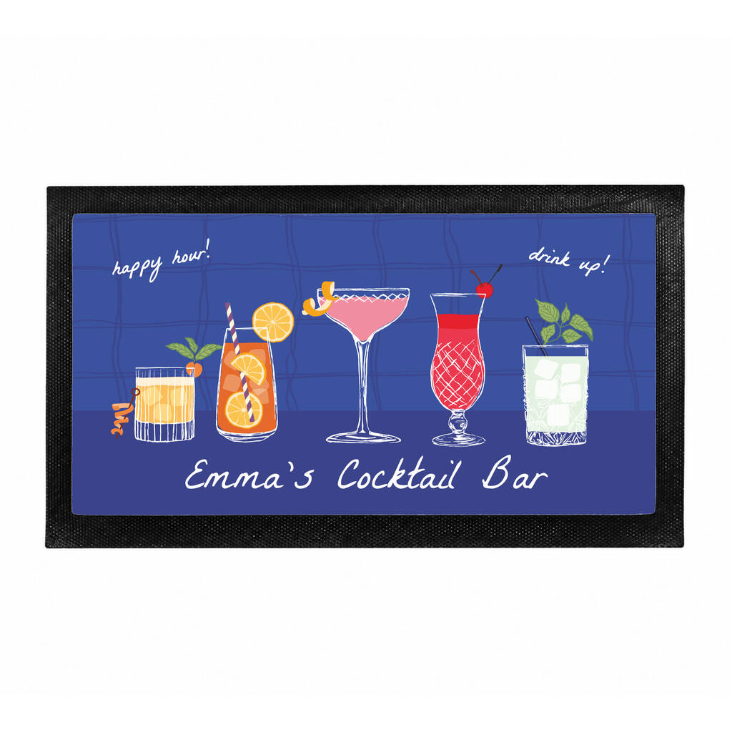 Cocktails Lover Gifts Personalised Cocktail Bar Kitchen Mat