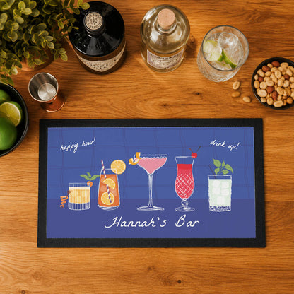 Cocktails Lover Gifts Personalised Cocktail Bar Kitchen Mat