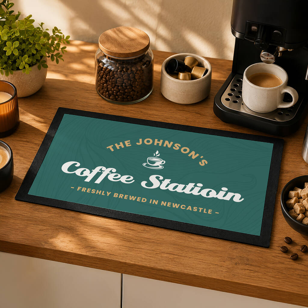 Coffee Lover Gifts Personalised Coffee And Tea Kitchen Mat