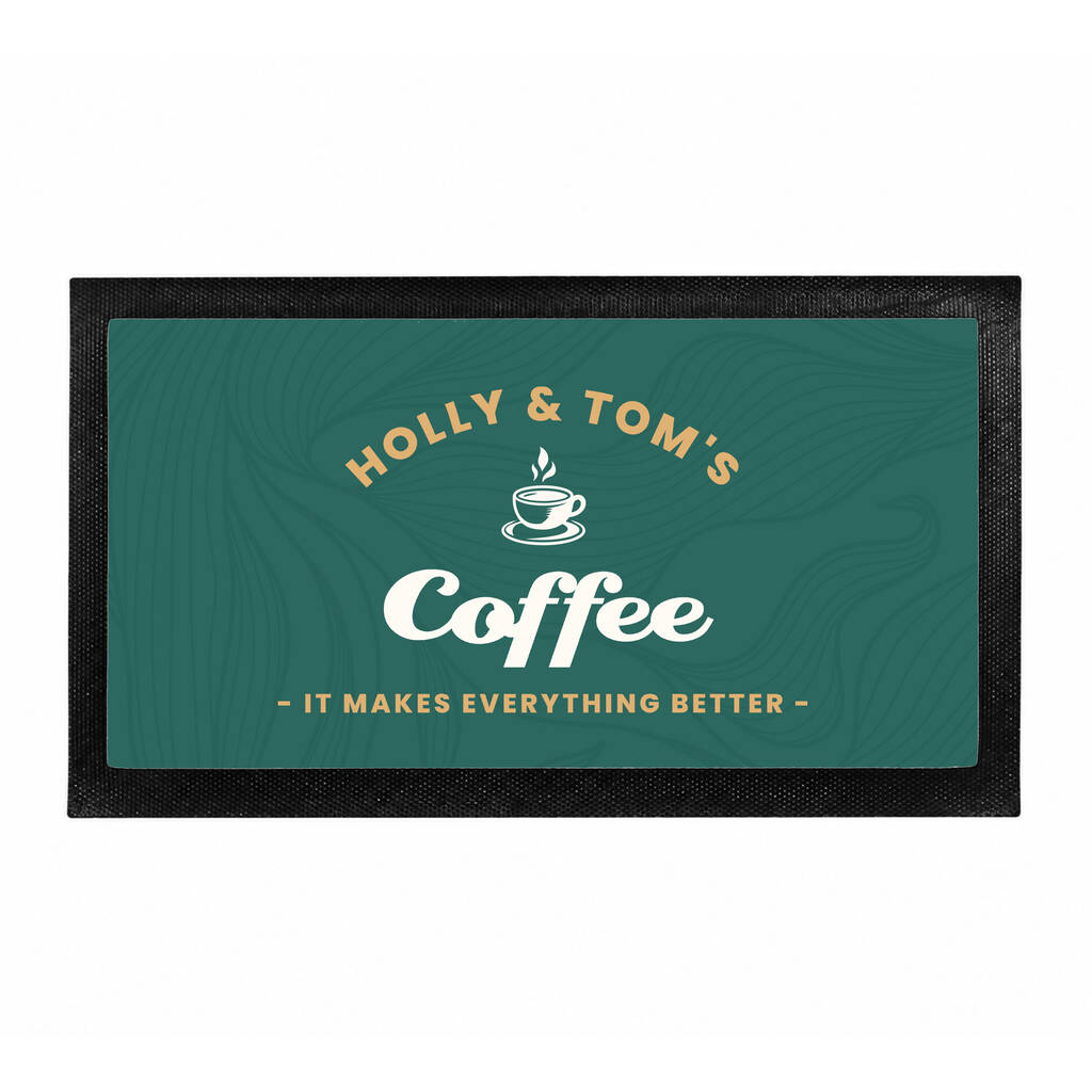 Coffee Lover Gifts Personalised Coffee And Tea Kitchen Mat