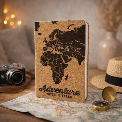 Cork Travel Journal World Map Gift For Travellers