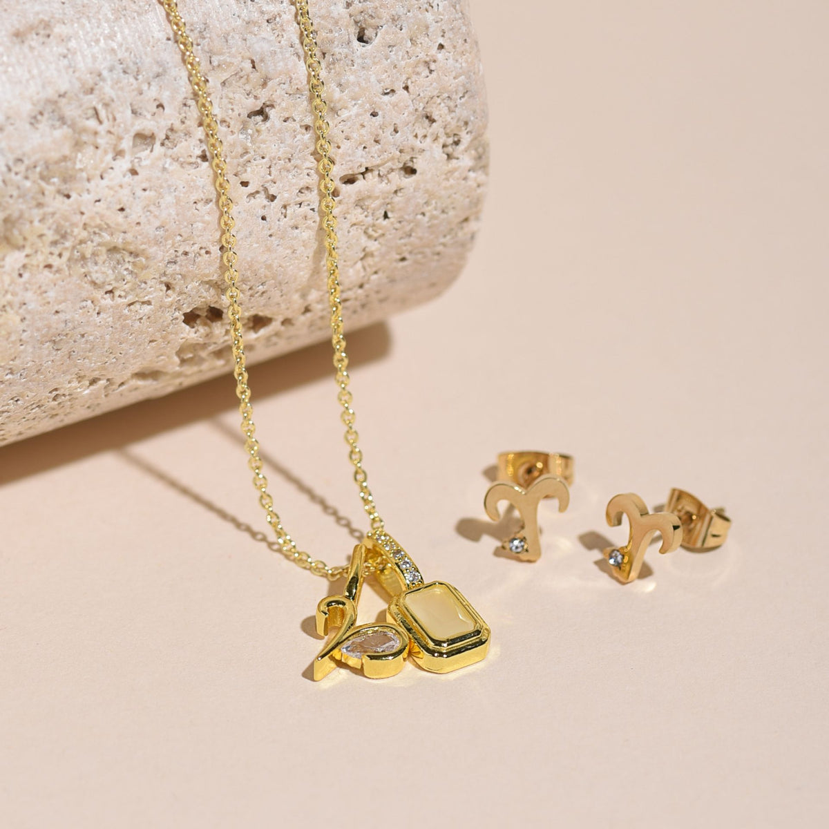 Serenity Zodiac 18k Gold Plated Earrings - Aries