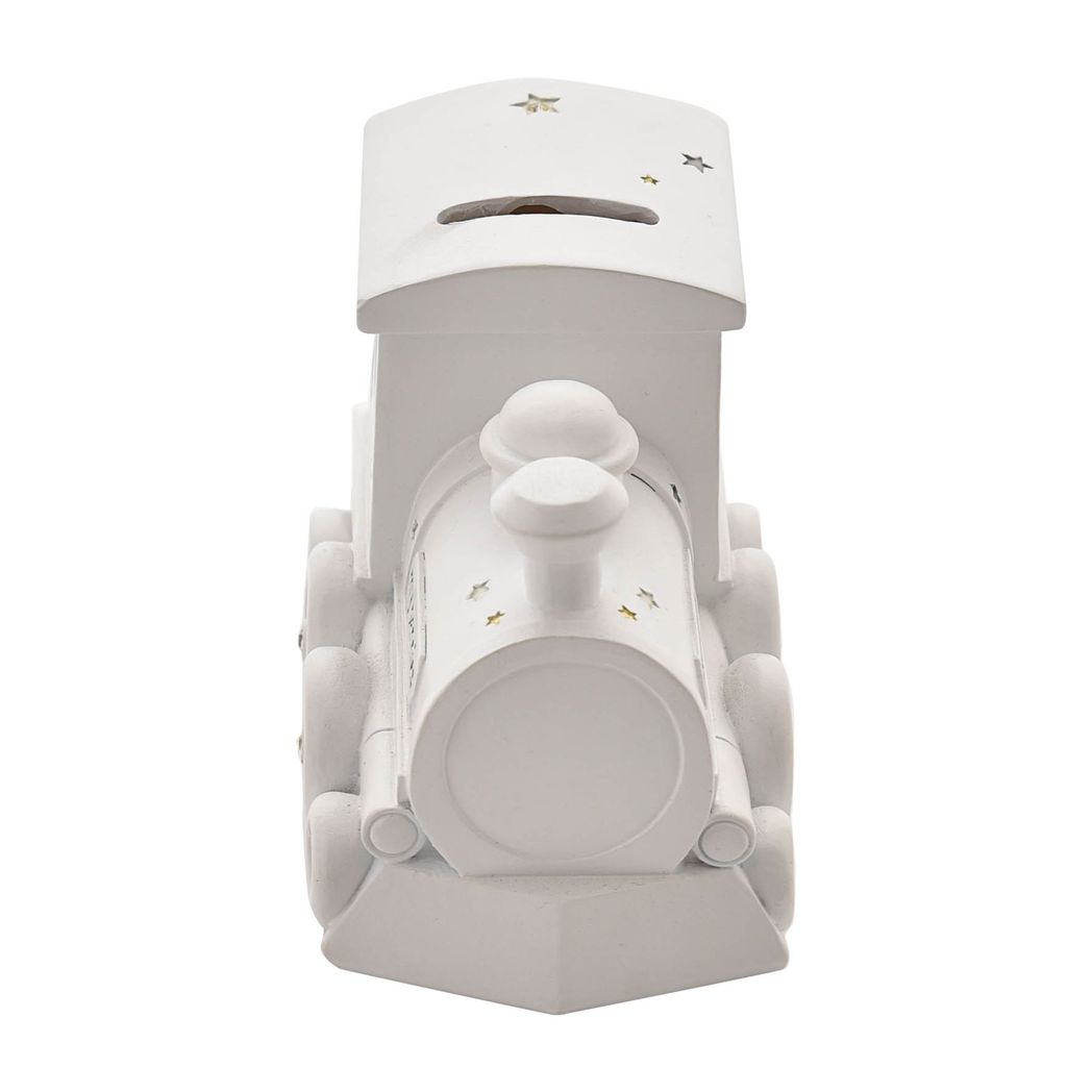 Bambino White Resin Money Box - Train