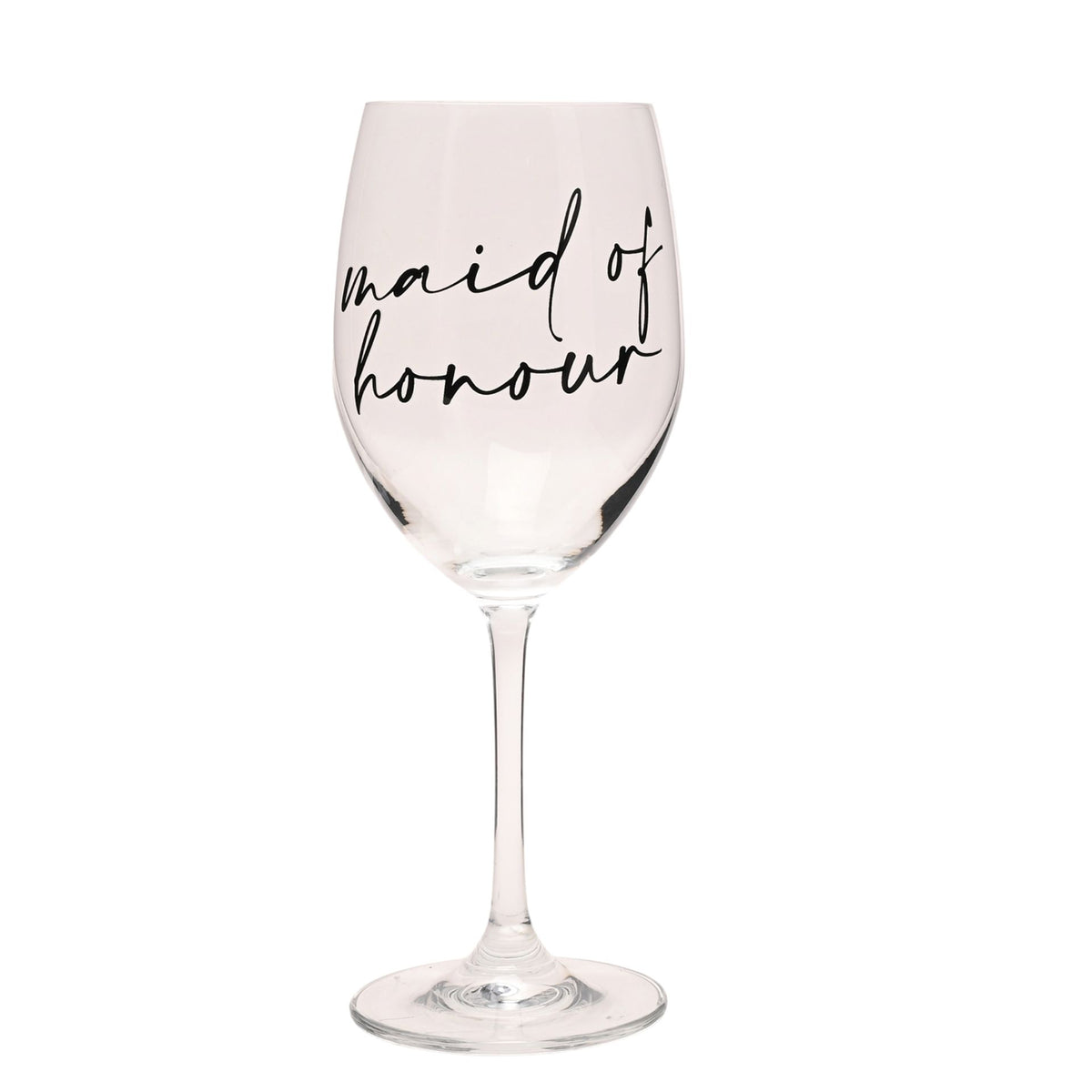 Amore Wine Glass Black Words - Maid Of Honour