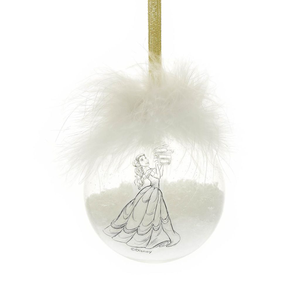 Disney Set of 2 Belle & Beast FeatherChristmas  Baubles