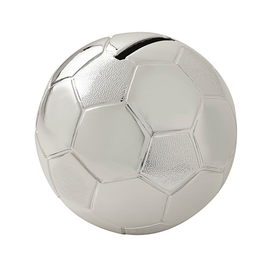 Gift For Boys - Silver Plated Football Money Box