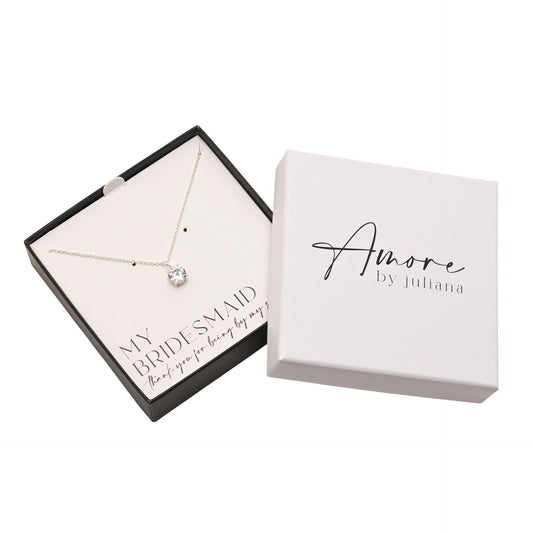 Bridesmaid Gift Silver Plated Necklace Crystal Pendant