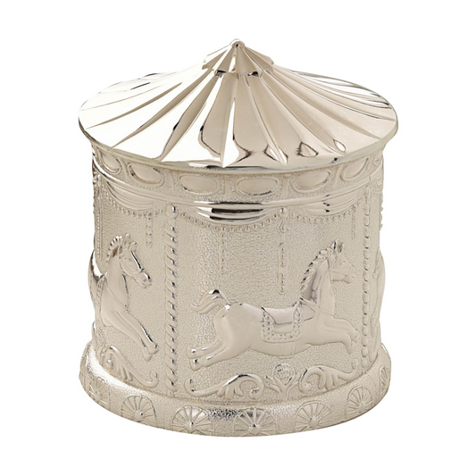 Gift For Children & Baby Silver Plated Carousel Money Box
