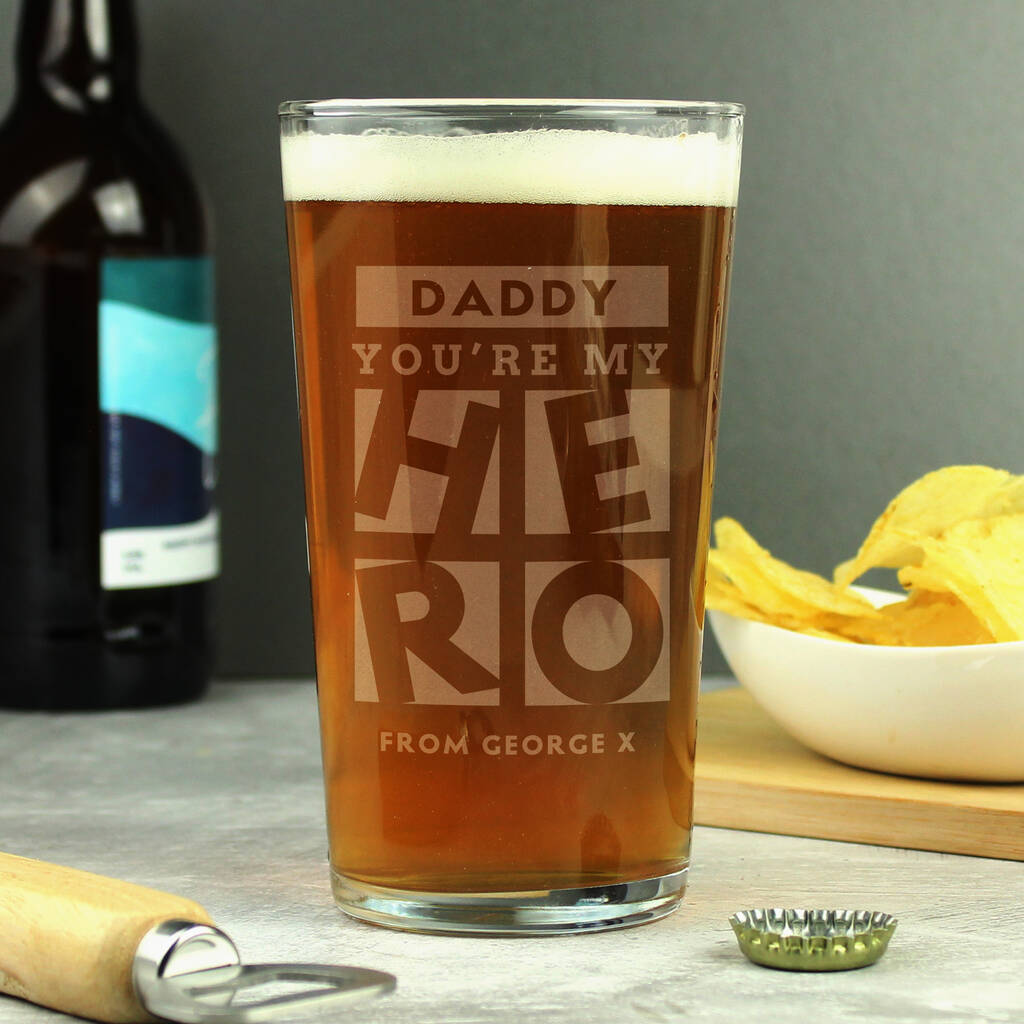 Dad Gifts Grandad You Are My Hero Pint Glass