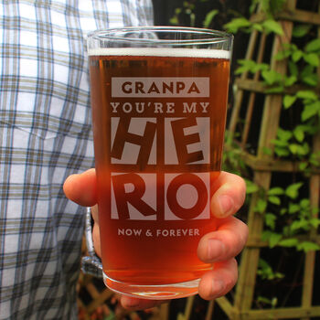 Dad Gifts Grandad You Are My Hero Pint Glass